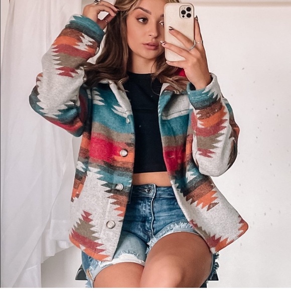 Last L New Soft Comfy Bohemian Aztec Southwest Sedona Pattern lightweight Jacket - Picture 6 of 16
